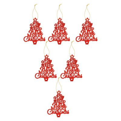 Christmas Tree Decoration Hanging Glitter Trees 6 Red from B&Q