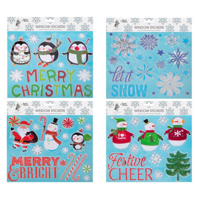 Christmas Stickers 1 X Varied Design 29Cm X 25Cm Christmas Themed from B&Q