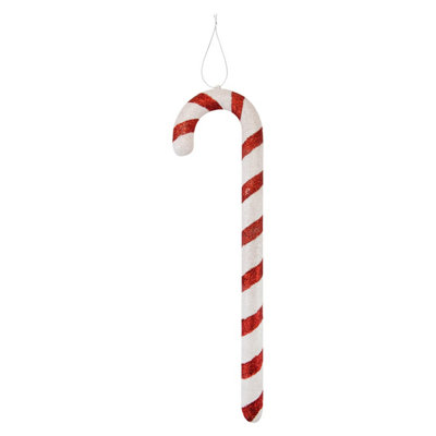 Christmas Tree Decoration Glitter Candy Cane Ornament from B&Q
