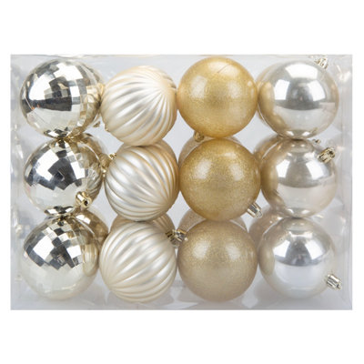 Christmas Bauble Decoration Hanging Tree Ornament X 24 8Cm Champagne from B&Q