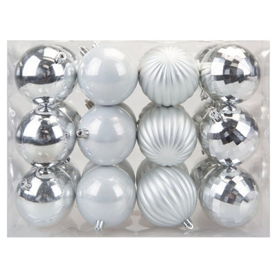 Christmas Bauble Decoration Hanging Tree Ornament X 24 8Cm Silver from B&Q