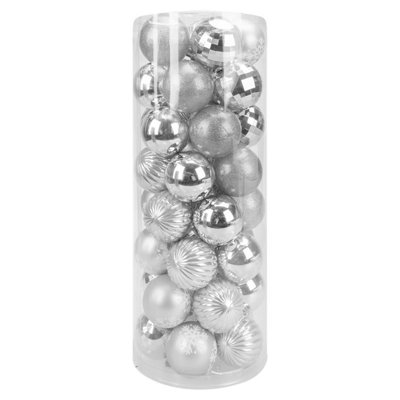 Christmas Bauble Decoration Hanging Tree Ornament X 40 6Cm Silver from B&Q