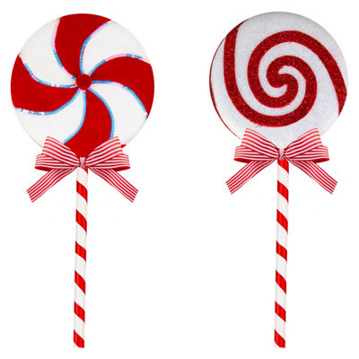 Christmas Decoration Candy Cane Lollipop Varied Designs RedWhite from B&Q