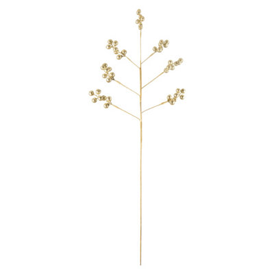 Glitter Berry Pick Christmas Decoration Ornament X 1 73Cm Gold from B&Q