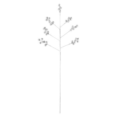 Glitter Berry Pick Christmas Decoration Ornament X 1 73Cm Silver from B&Q