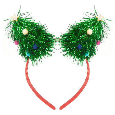 Christmas Headband Tinsel Trees One Size Green Tree from B&Q