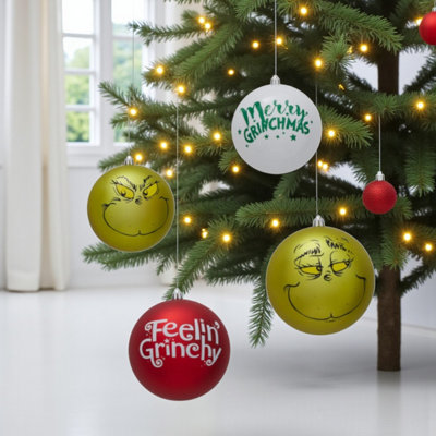  - Set Of 4 Giant Hanging Grinch Baubles