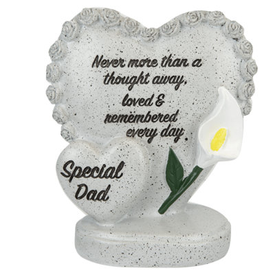 PMS Memorial Stone Special Dad Grey Double Heart Polyresin 13Cm X 8Cm X 15Cm from B&Q