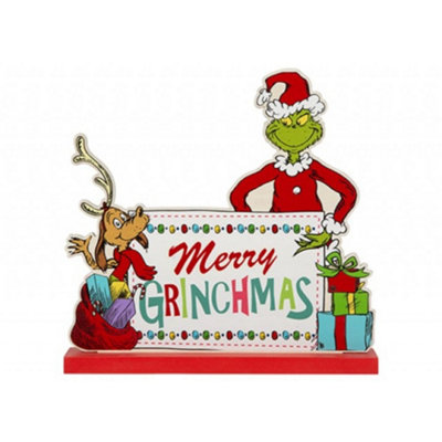 Playful Merry Grinchmas Standing Christmas Plaque from B&Q
