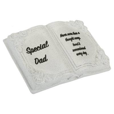 PMS Memorial Stone Grey Polyresin Bible Design Plaque 19Cm Special Dad from B&Q