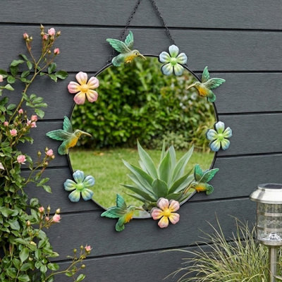 Garden Greatness Hanging Floral Hummingbird Garden Mirror from B&Q