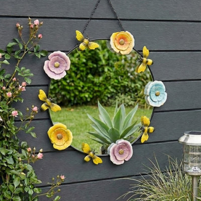 Hanging Floral Bumble Bee Garden Mirror from B&Q