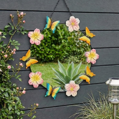 Hanging Floral Butterfly Garden Mirror from B&Q