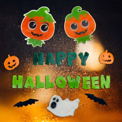  - The Boo Crew Halloween Gel Window Stickers Pumpkin Wall Decoration