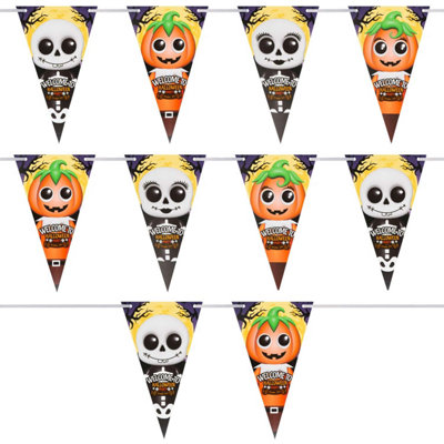  - The Boo Crew Halloween Bunting Pumpkin SkeletonWall Decoration