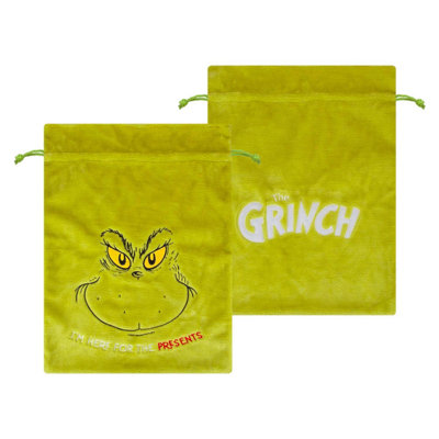Grinch Christmas Santa Sack Festive Gift 70Cm X 50Cm Green X 1 from B&Q