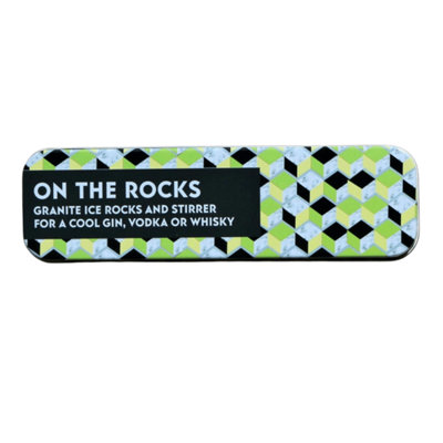 B&Q -  Gifts Granite Ice Rocks And Stainless Steel Stirrer Gift Set In Decorative Tin 16 X 4 X 4.5 Cm