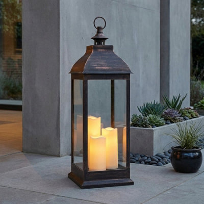 Lunaria Giant Copper Flickering Candle Lantern from B&Q