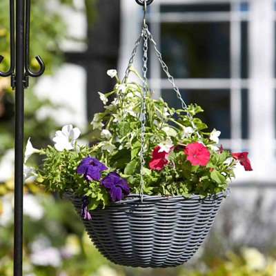 Smart Garden 35Cm 14 Inch Rattan Effect Hanging Basket Slate Grey Planter from B&Q