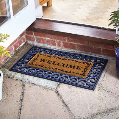 Marco Paul Non Slip Natural Coir Door Mat Insert- Welcome from B&Q