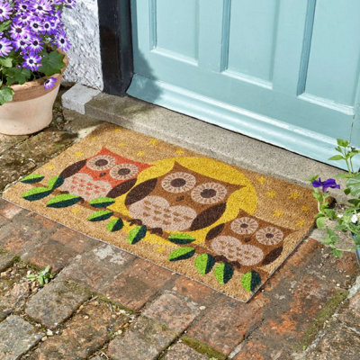 Marco Paul Non Slip Natural Coir Door MatHooter Owls