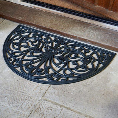 Smart Garden Half Moon Rubber Victorian Cast Iron Style Door Mat Black Doormat from B&Q