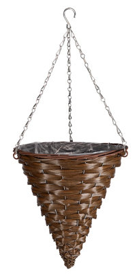 Smart Garden Faux Rattan Brown Cone Plastic Hanging Basket34Cm from B&Q