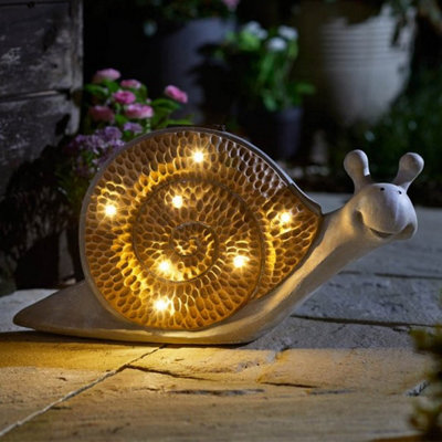 Smart Garden Light Solar Woodstone Inlit Snail Garden Figure Ornament 1020920 Size 6