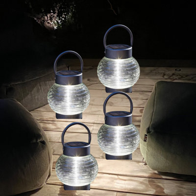 Smart Solar 4Pc Solar Led Hanging Garden Lanterns from B&Q