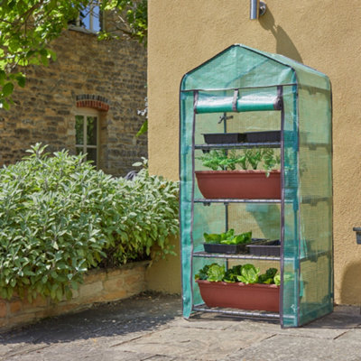B&Q -  0.7X0.5M 4 Tier Grozone Plastic Growhouse