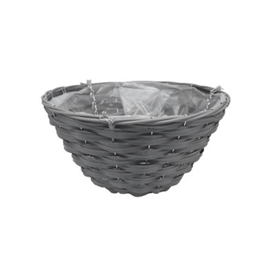 Smart Garden Faux Rattan Grey Round Plastic Hanging Basket35Cm from B&Q