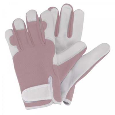 Briers Professional Gardening Utility Gloves Leather Lilac Purple Medium Size 8 from B&Q
