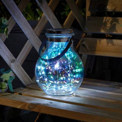 Smart Garden GlassPlastic & Stainless Steel Iridescent Effect Solar-Powered Outdoor Led Lantern from B&Q
