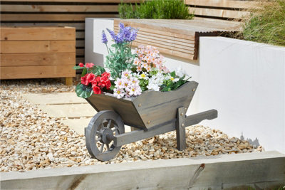 Smart Garden Wooden Wheelbarrow Flower Planter Slate Grey Ornament from B&Q