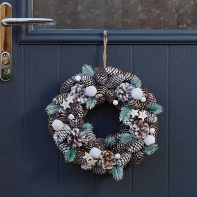 30Cm Frost Pine Artificial Christmas Wreath from B&Q
