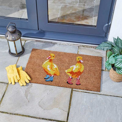 Marco Paul Non Slip Natural Coir Door MatDucks In Wellies