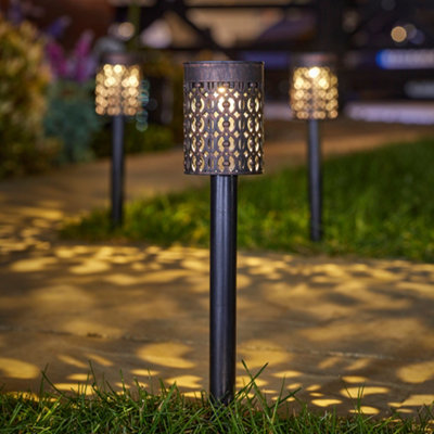 B&Q -  Biba Brushed Bronze Effect Solar-Powered Led Outdoor Stake LightPack Of 8