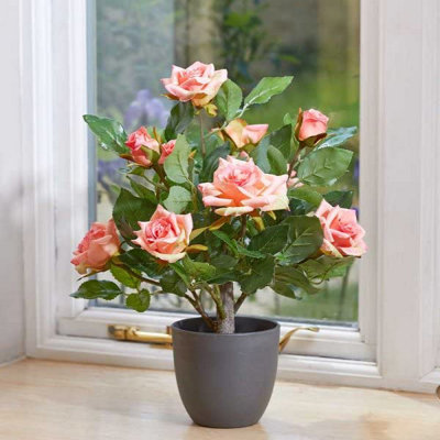 Smart Garden Marco Paul Artificial Potted Rose PlantPink from B&Q