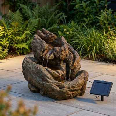 Primrose Log Effect Solar Powered Cascading Water Feature 58Cm
