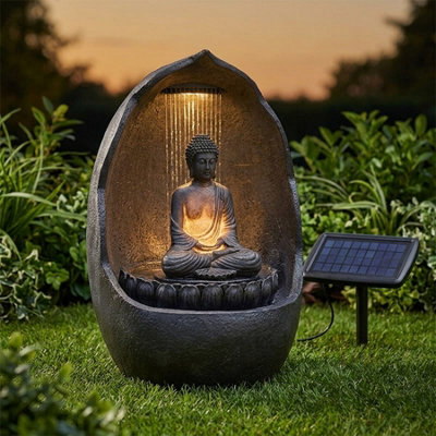 Garden Greatness Tranquil Buddha Hybrid Solar Water Feature from B&Q
