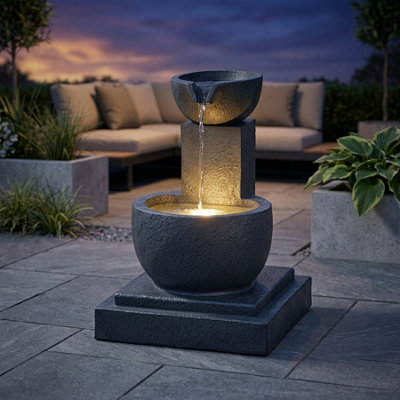 Garden Greatness Fengshui Falls Hybrid Solar Garden Water Feature from B&Q