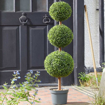 Smart Garden Green Artificial Trio Topiary Ball Tree In Plant Pot 120Cm