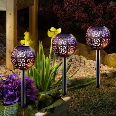 Smart Solar 12Pc Garden Solar Led Stake Orb Lights from B&Q