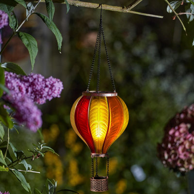 B&Q -  Orange & Red Plastic Solar-Powered Outdoor Led Medium Flaming Balloon Decorative Light