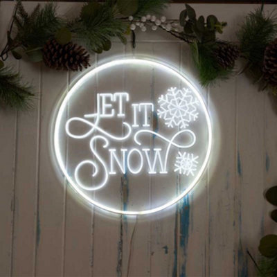 Samuel Alexander 40Cm Usb Powered Up Let It Snow Christmas Neon Sign In Light/White