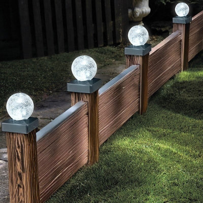 B&Q - 4 X  Solar Crackle Ball Garden Fence Post Top Lights Super Bright