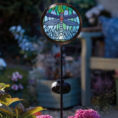 Smart Garden Tiffany Style Dragonfly Post Stake Bollard Ground Path Solar Light from B&Q