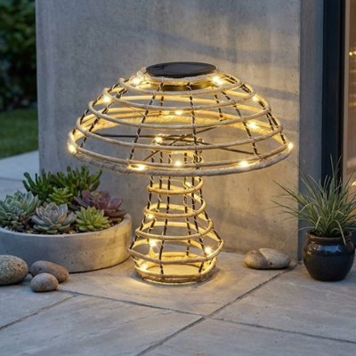 Garden Greatness Lunaria Rattan Solar Mushroom Light from B&Q