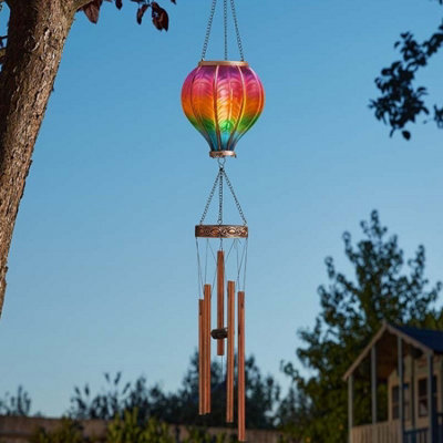 Garden Greatness Lunaria Hanging Solar Hot Air Balloon Wind Chime from B&Q
