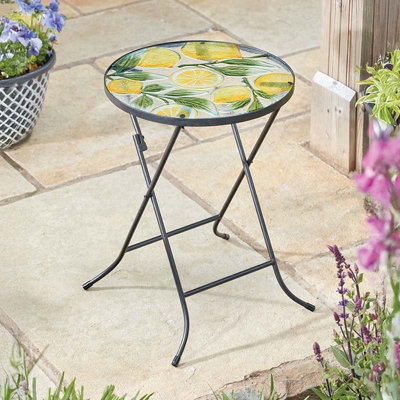 Hand Painted Glass Table Smart Garden Lemon Design Foldable For Indoor & Outdoor Use from B&Q